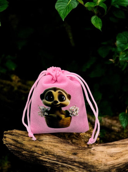 Samtbeutel " Erdmännchen Winnie " mit Kordelzug! 7 x 9 cm