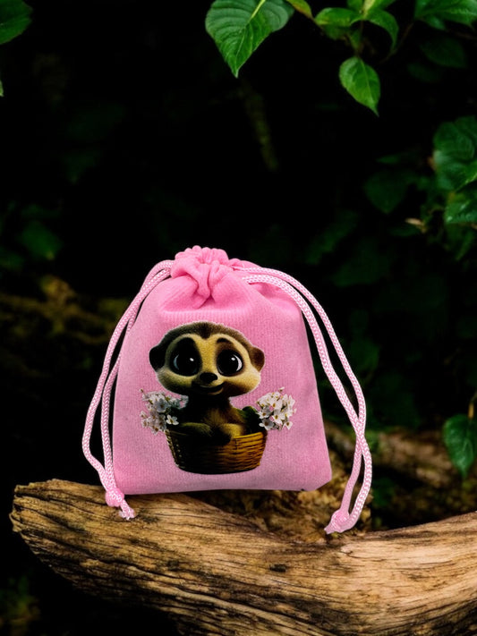 Samtbeutel " Erdmännchen Winnie " mit Kordelzug! 7 x 9 cm