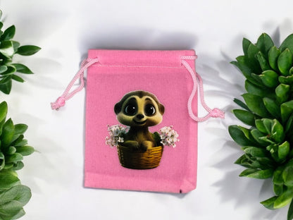 Samtbeutel " Erdmännchen Winnie " mit Kordelzug! 7 x 9 cm