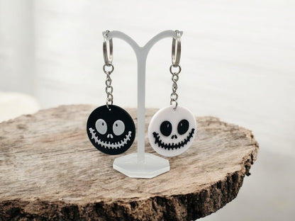 Schlüsselanhänger Halloween Gesicht 3D Druck PLA Schwarz und Weiß von fks-design
