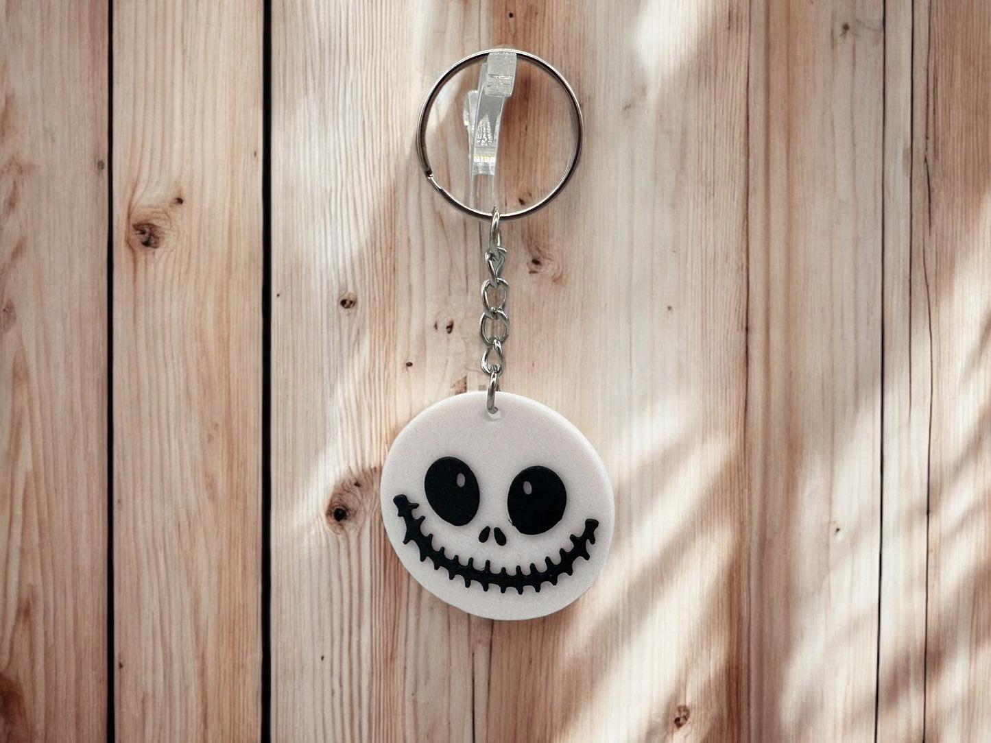 Schlüsselanhänger Halloween Gesicht 3D Druck PLA Weiß von fks-design
