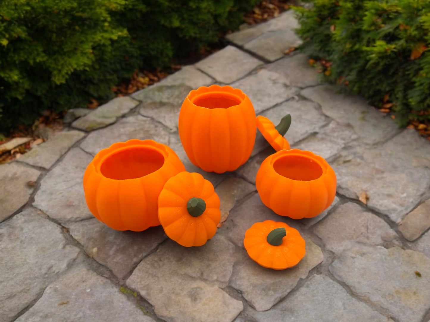 3D Druck Kürbis-Dosen 3er Set – Detailansicht von fks-design
