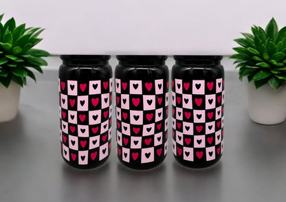 Trinkbecher Herzen mit Deckel und Trinkhalm UV-DTF Motiv Valentinstag 550ml von fks-design
