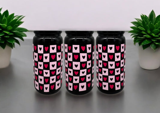 Trinkbecher Herzen mit Deckel und Trinkhalm UV-DTF Motiv Valentinstag 550ml von fks-design

