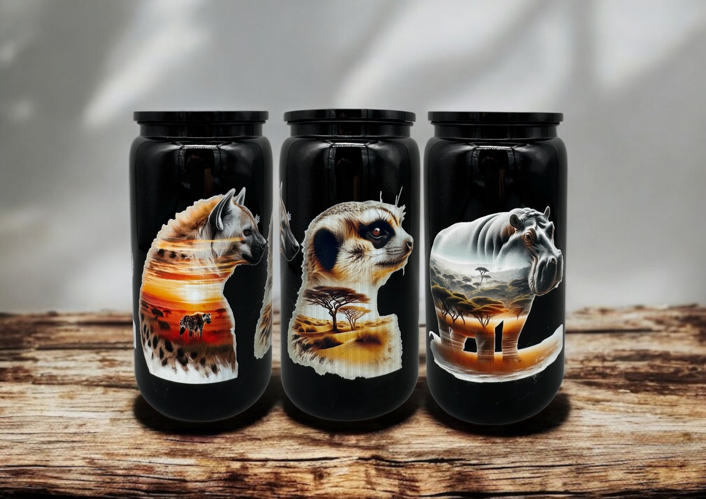 Trinkbecher Safari 2 mit Deckel und Trinkhalm UV-DTF Motiv 550ml von fks-design
