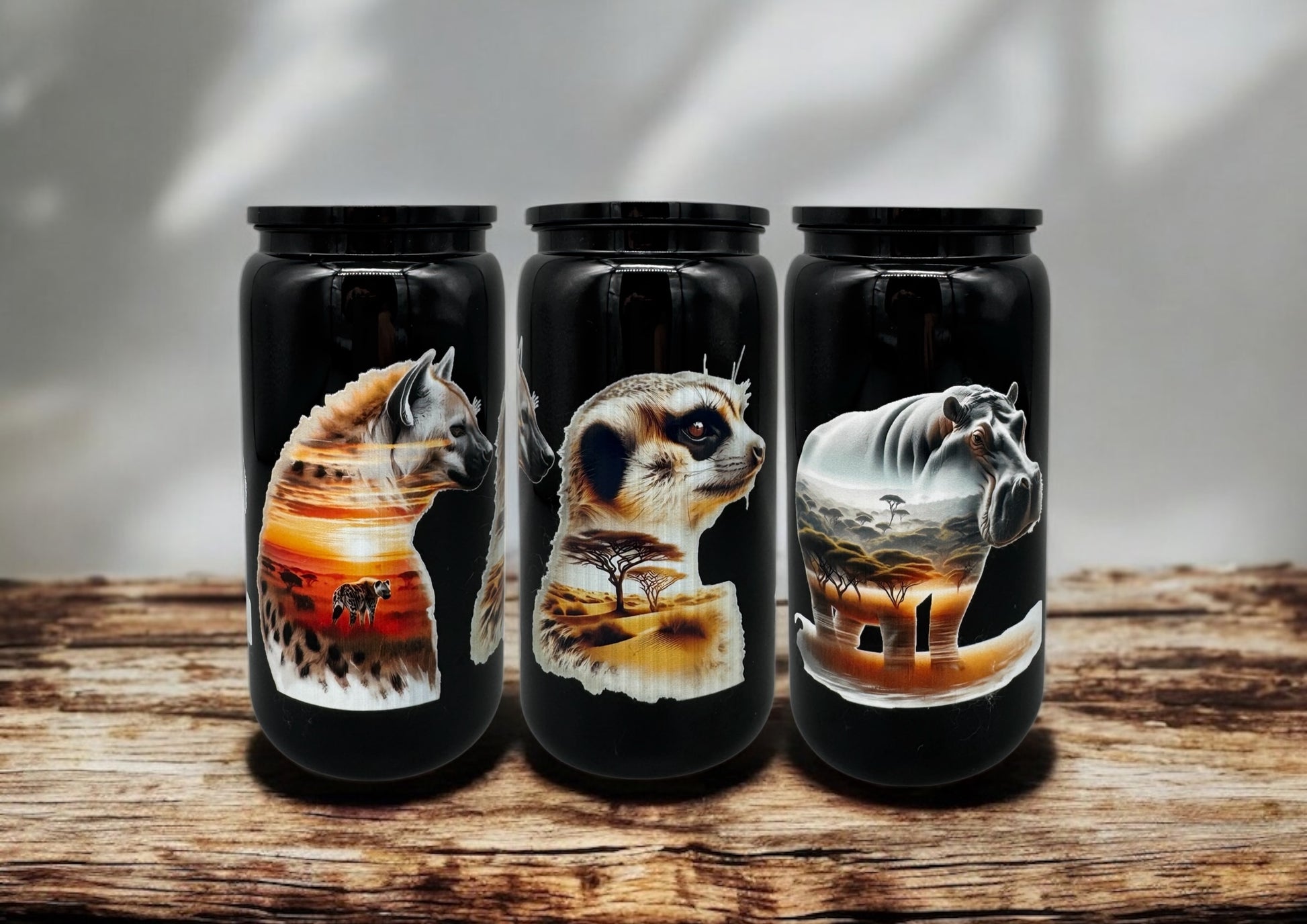 Trinkbecher Safari 2 mit Deckel und Trinkhalm UV-DTF Motiv 550ml von fks-design
