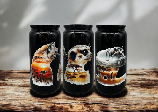 Trinkbecher Safari 2 mit Deckel und Trinkhalm UV-DTF Motiv 550ml von fks-design

