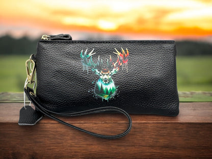 Modische Handtasche! Multi - Reißverschluss - Geldbörse! Handy - Tasche " Hirsch "!