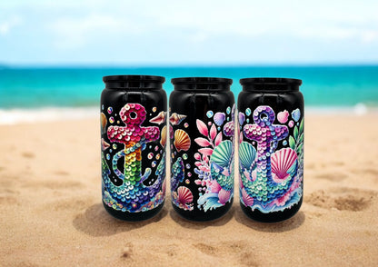 Trinkbecher Anker 2 mit Deckel und Trinkhalm UV-DTF Motiv 550ml von fks-design
