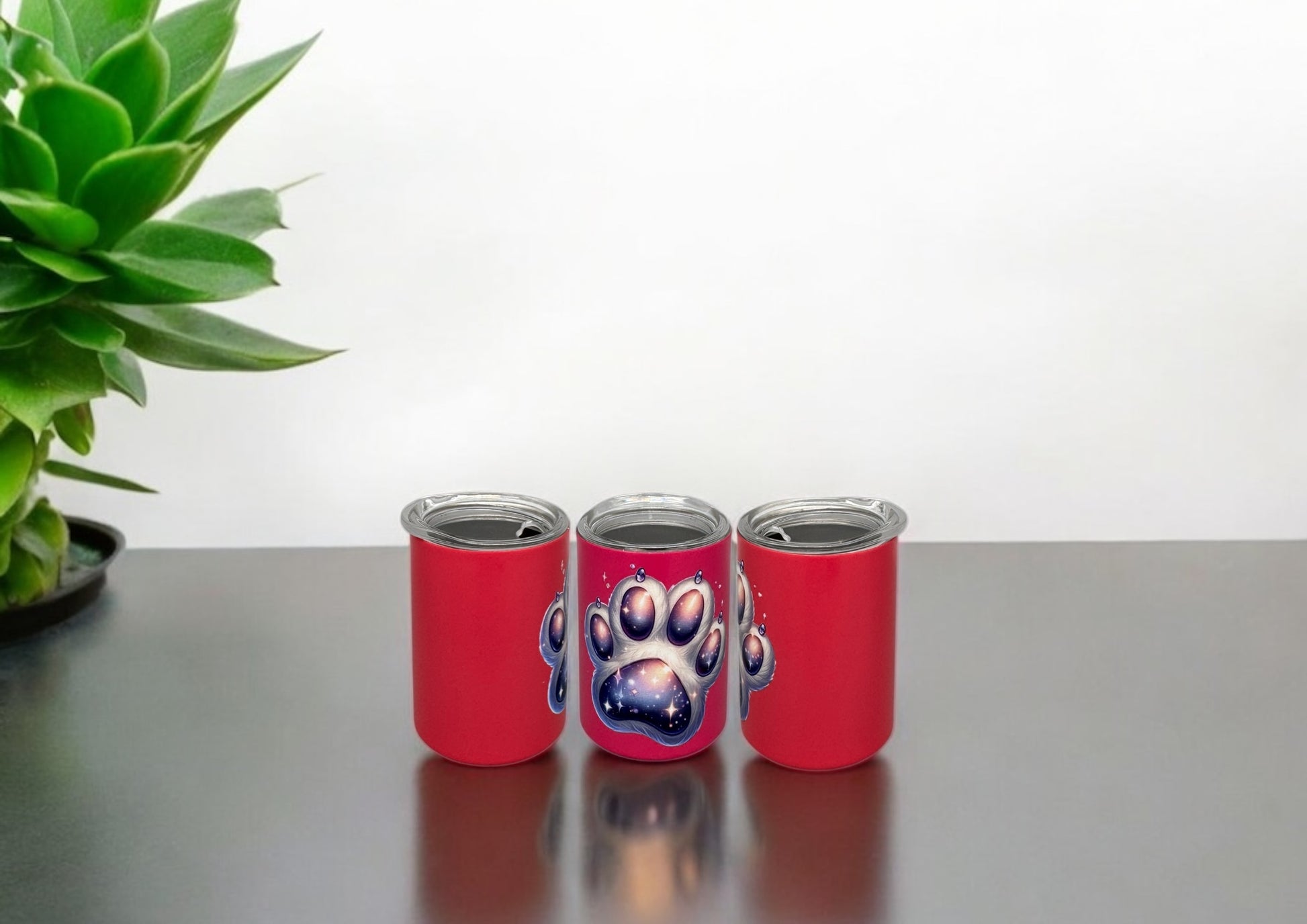 Mini Edelstahl Trinkbecher Pfote 6 mit Deckel und Trinkhalm 80ml von fks-design
