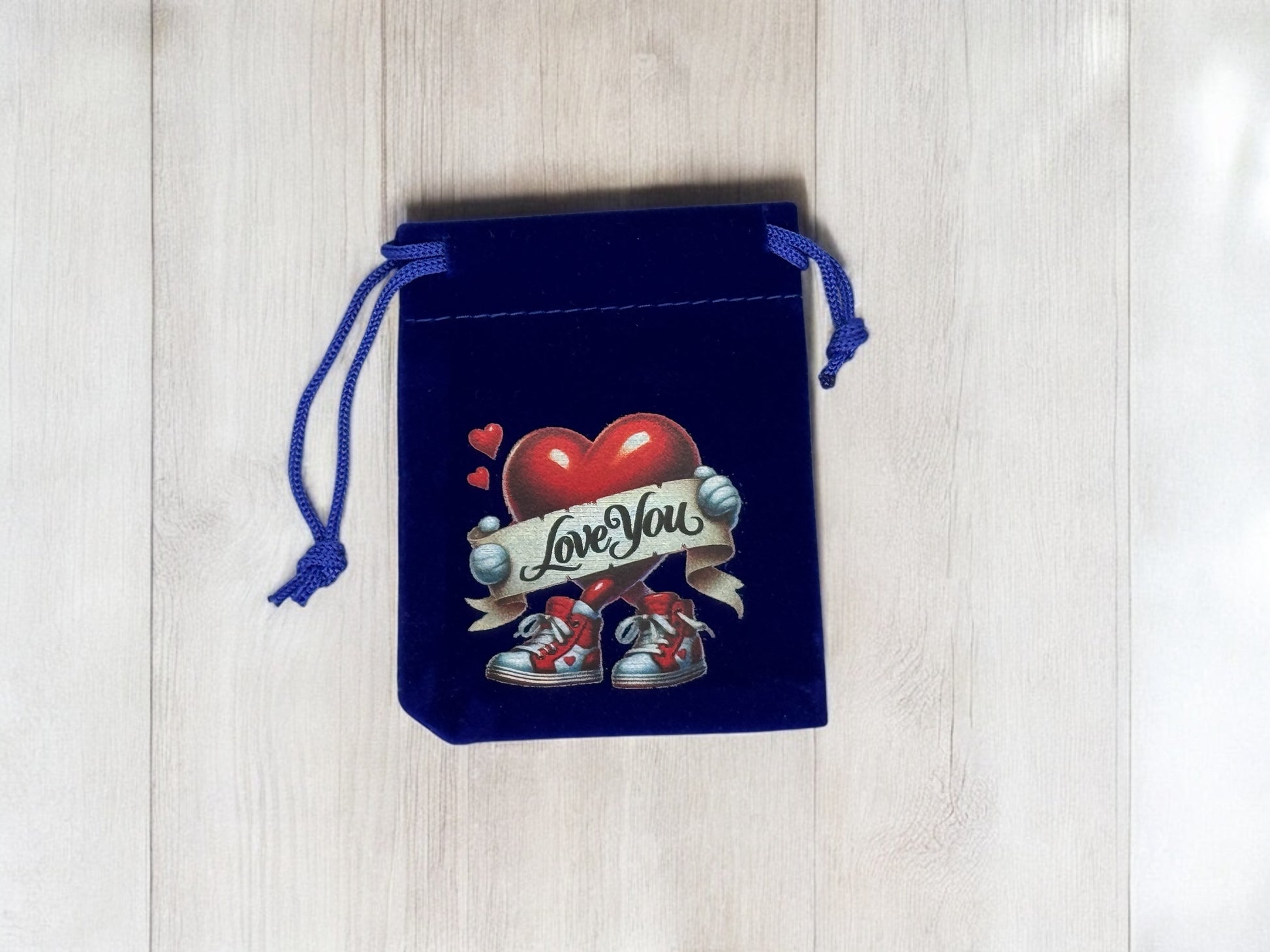 Samtbeutel Love You mit Kordelzug 7x9 cm von fks-design - liebevoller Geschenkbeutel
