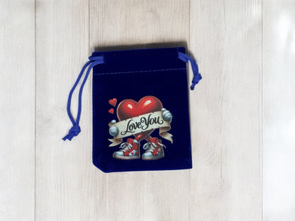 Samtbeutel Love You mit Kordelzug 7x9 cm von fks-design - liebevoller Geschenkbeutel
