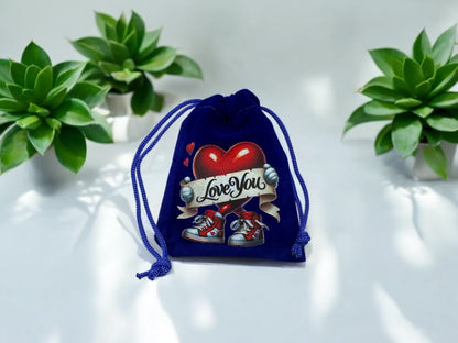 Samtbeutel Love You mit Kordelzug 7x9 cm von fks-design - Geschenkbeutel Valentinstag

