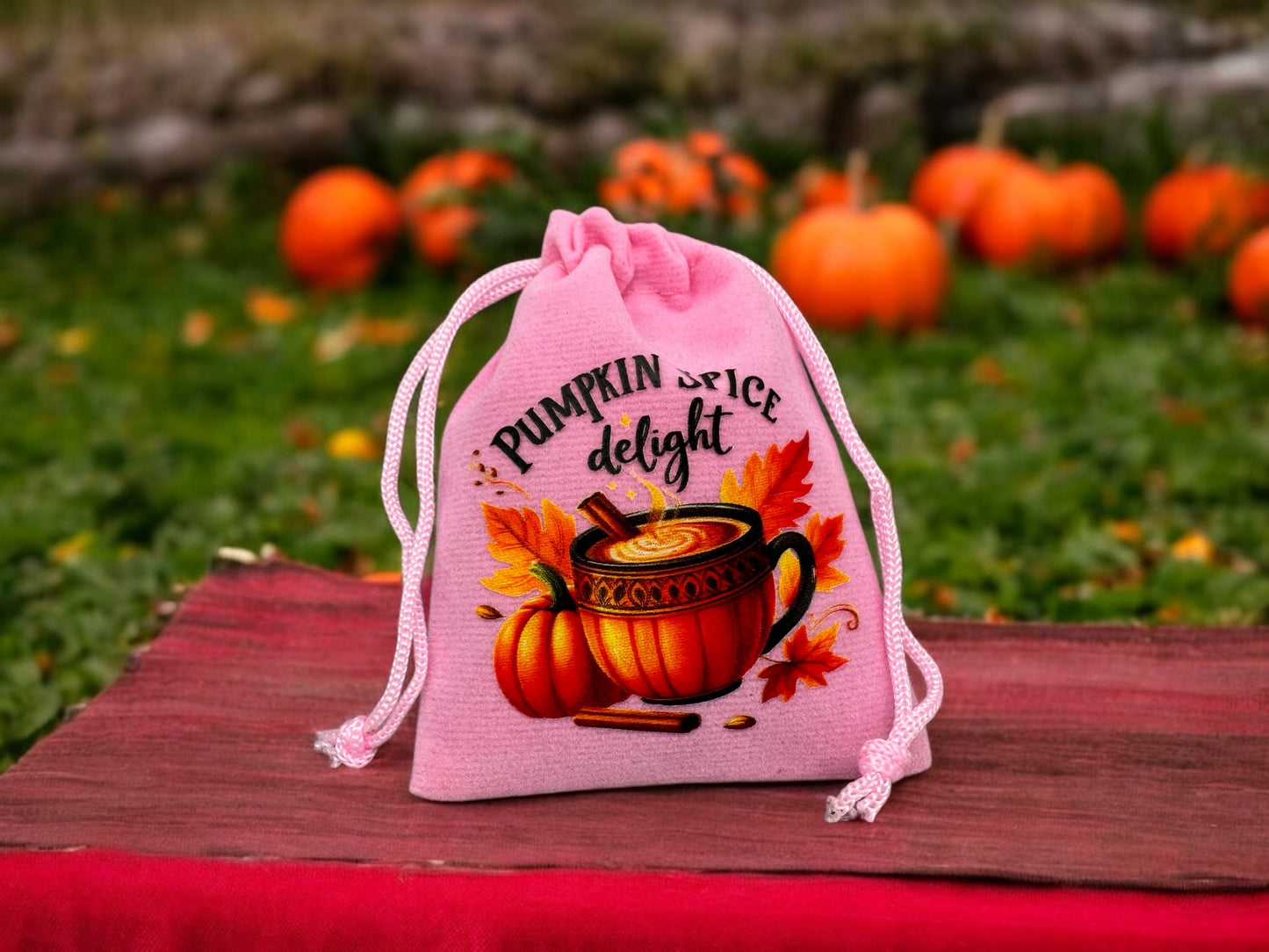 Samtbeutel " Pumpkin Spice " mit Kordelzug! 7 x 9 cm