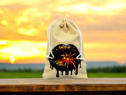 Samtbeutel " Spider Lips " mit Kordelzug! 10 x 15 cm