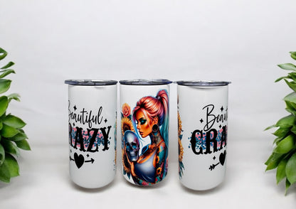 Edelstahl Thermo Trinkbecher Beautiful Crazy mit Trinkhalm 340ml von fks-design
