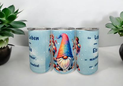 Edelstahl Thermo Trinkbecher Eis Gnom mit Trinkhalm 340ml von fks-design

