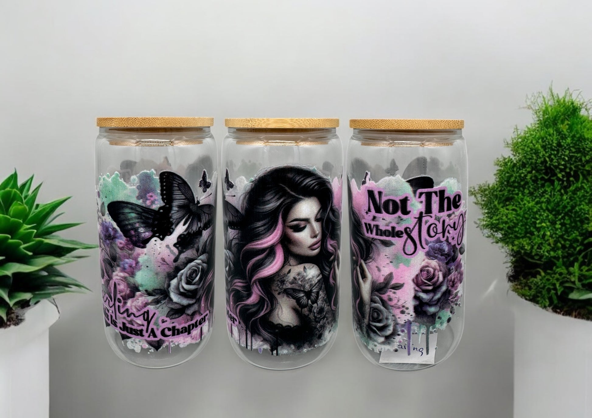 Trinkglas Darling 550ml mit Bambusdeckel und Trinkhalm UV-DTF Motiv von fks-design
