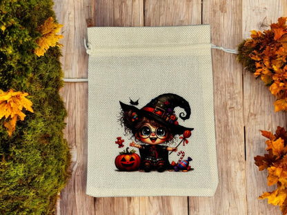 Jutebeutel " Süße Baby Hexe " mit Kordelzug! 17 x 22 cm!