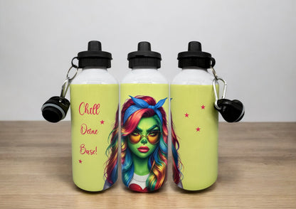 Alu Trinkflasche Chill Deine Base 600ml mit 2 Verschlüssen - fks-design

