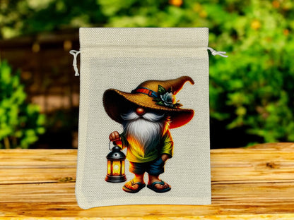 Jutebeutel " Laternen Wichtel / Gnom " mit Kordelzug! 17 x 22 cm!