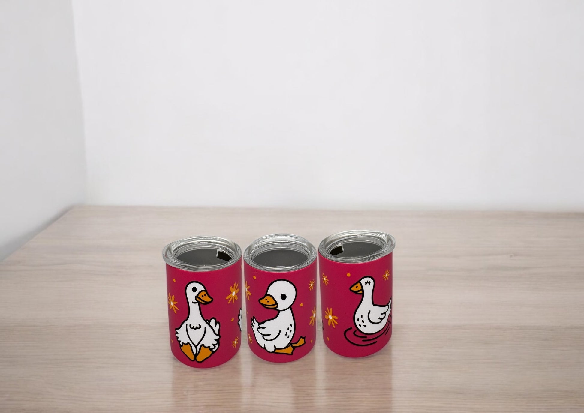 Mini Edelstahl Trinkbecher Süße Gans mit Deckel und Trinkhalm 80ml von fks-design
