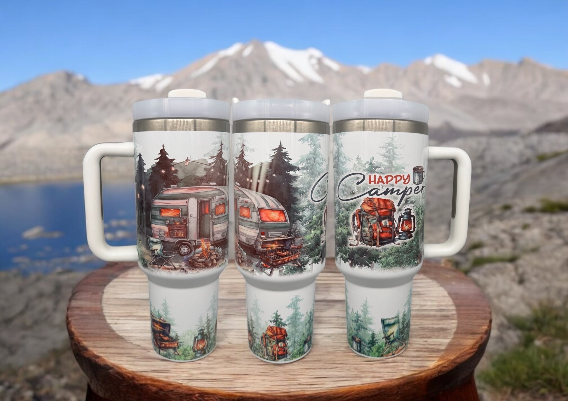 40 oz Edelstahl Tumbler Happy Camper 1,2l doppelwandig isolierend von fks-design

