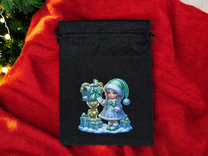 Jutebeutel " Weihnachtspost Gnomeline " mit Kordelzug! 17 x 22 cm!