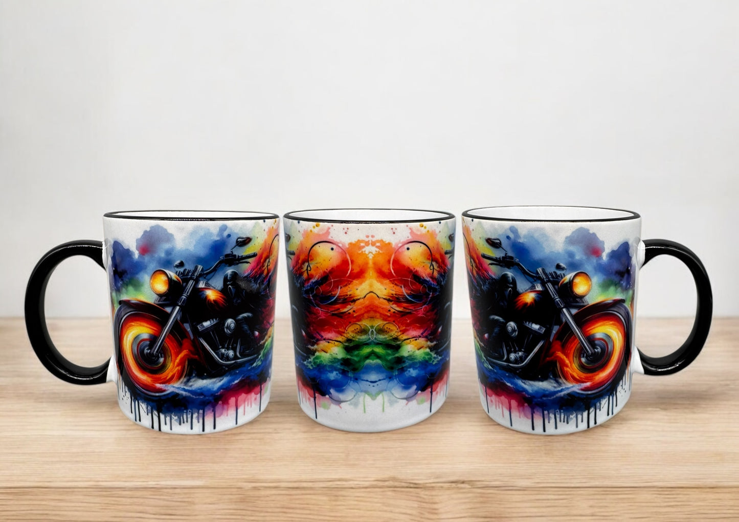 Tasse Color Ghost Biker mit schwarzem Henkel 300ml von fks-design
