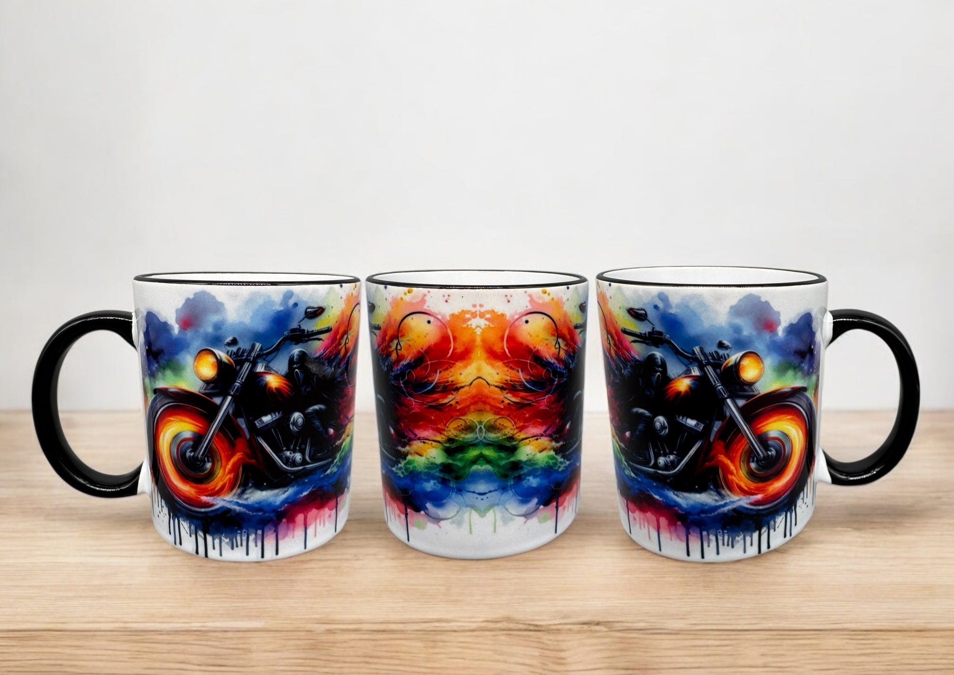 Tasse Color Ghost Biker mit schwarzem Henkel 300ml von fks-design
