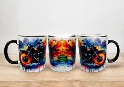 Tasse Color Ghost Biker mit schwarzem Henkel 300ml von fks-design

