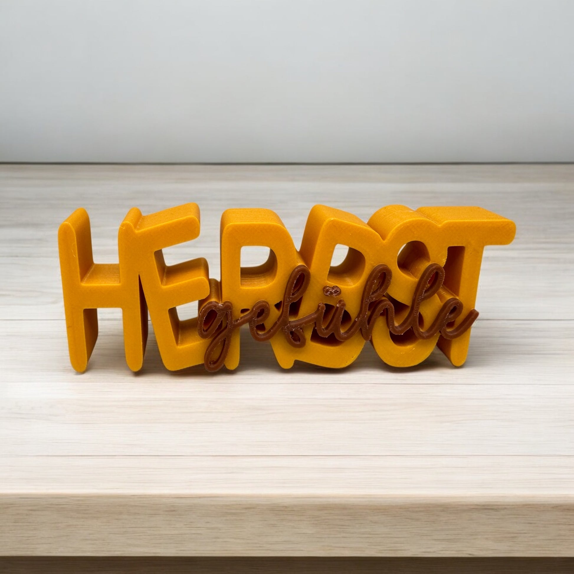 3D Druck Schriftzug Herbstgefühle in Gold und Braun – Herbstdeko von fks-design
