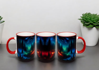 Tasse Magischer Wald mit rotem Henkel 300ml von fks-design

