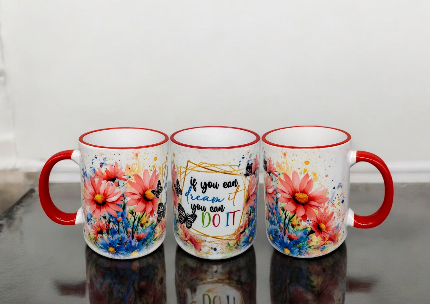 Tasse Do It! motivierende Keramiktasse mit rotem Henkel 300ml von fks-design
