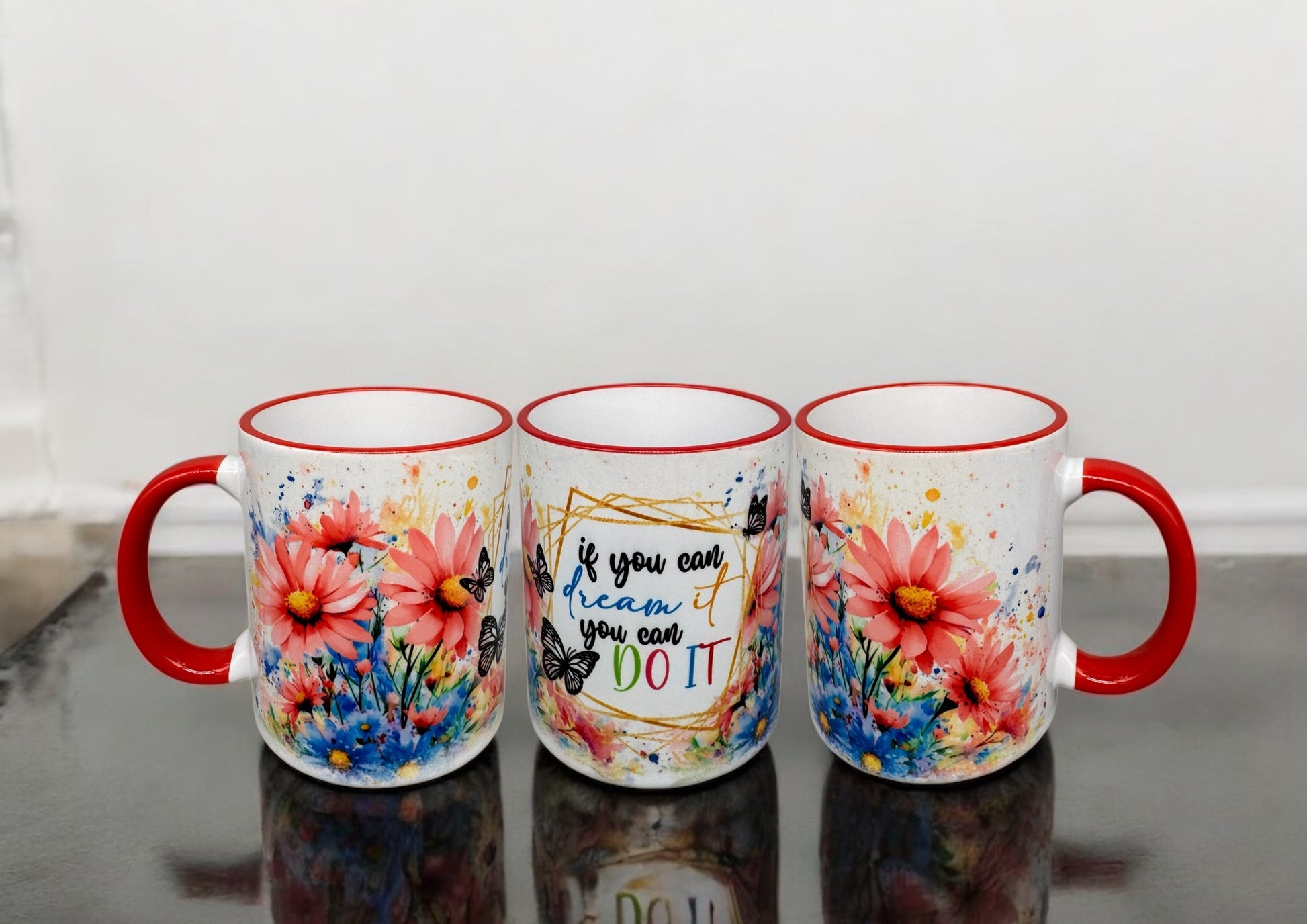 Tasse Do It! motivierende Keramiktasse mit rotem Henkel 300ml von fks-design
