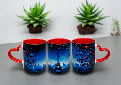 Tasse Stadt der Liebe mit rotem Herzhenkel 300ml von fks-design
