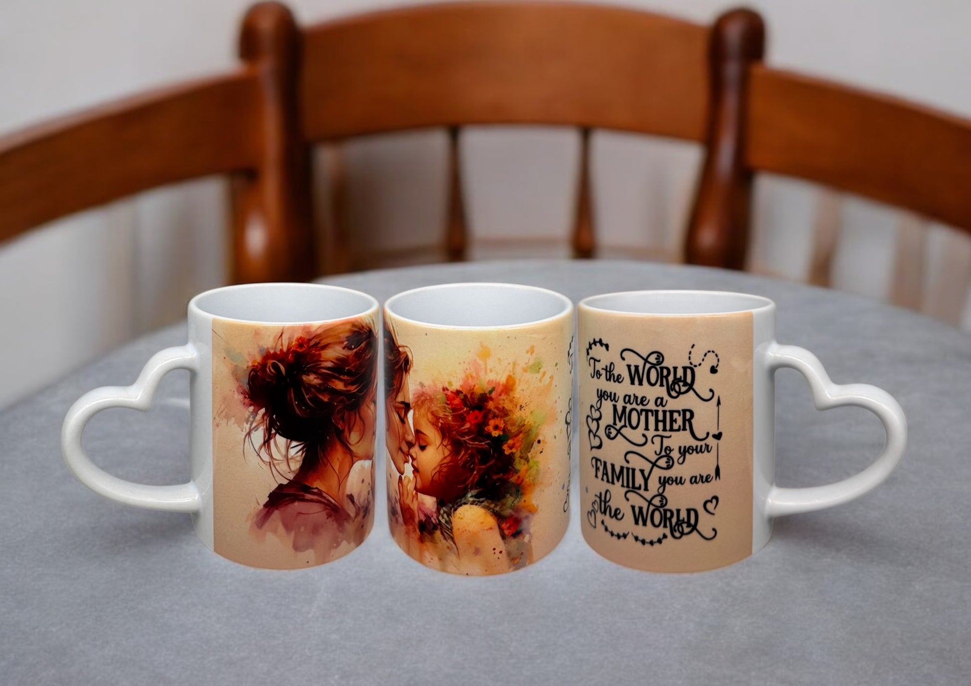 Tasse Mutter und Welt 300ml Keramik von fks-design - Muttertag Geschenk mit Herzhenkel
