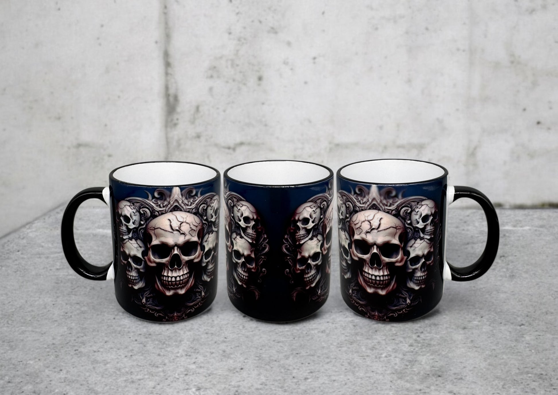 Tasse Skulls Keramiktasse mit schwarzem Henkel 300ml von fks-design
