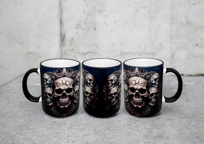 Tasse Skulls Keramiktasse mit schwarzem Henkel 300ml von fks-design
