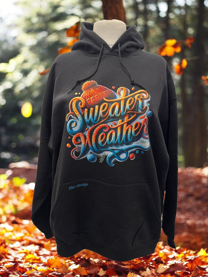 Unisex Hoodie Sweater Weather Gr. 2XL schwarz mit DTF-Druck Vorderansicht von fks-design
