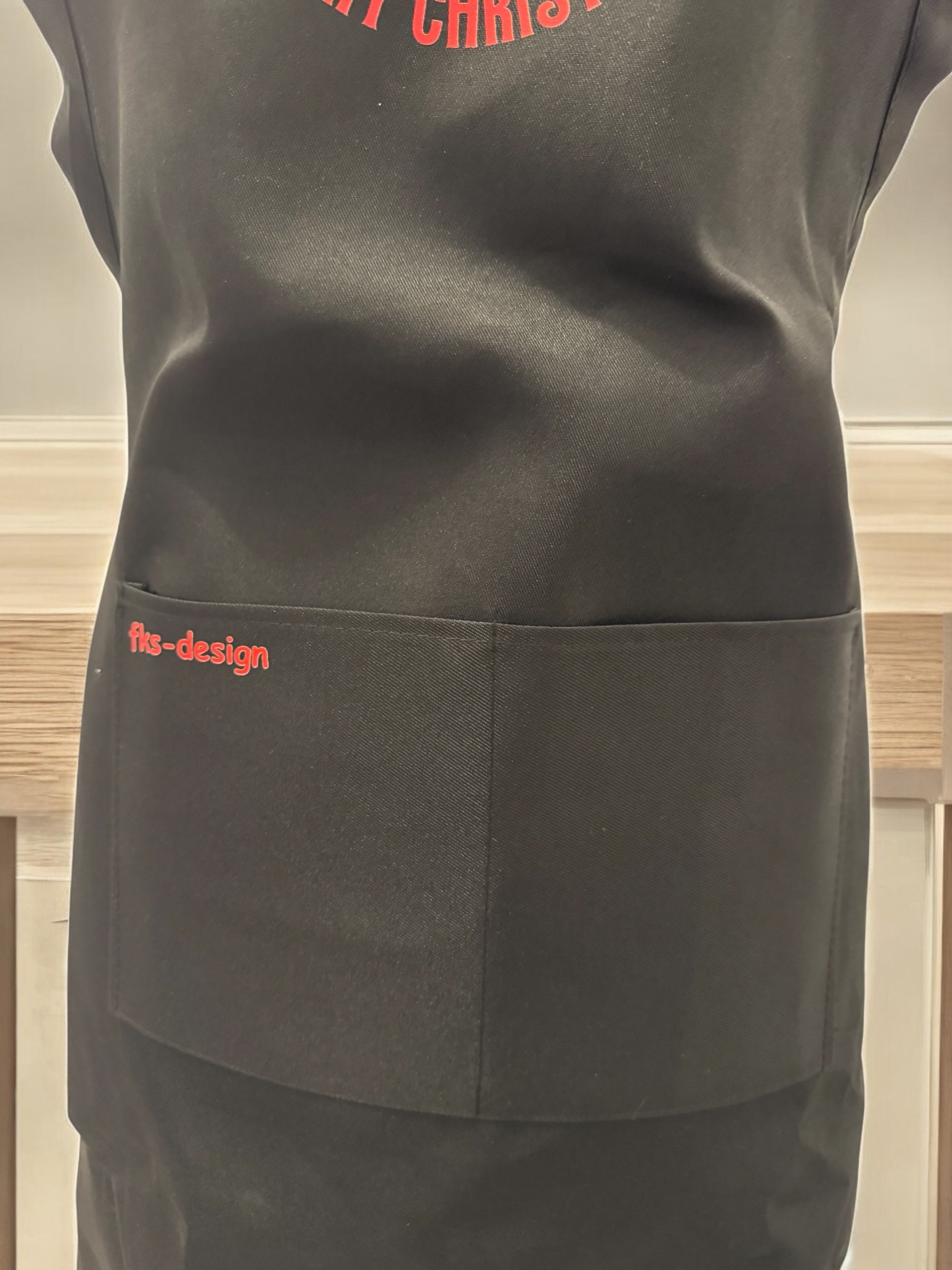 Unisex Kochschürze Weihnachtsbäckerei schwarz 100% Polyester wasserabweisend mit 2 Taschen von fks-design

