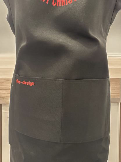 Unisex Kochschürze Weihnachtsbäckerei schwarz 100% Polyester wasserabweisend mit 2 Taschen von fks-design
