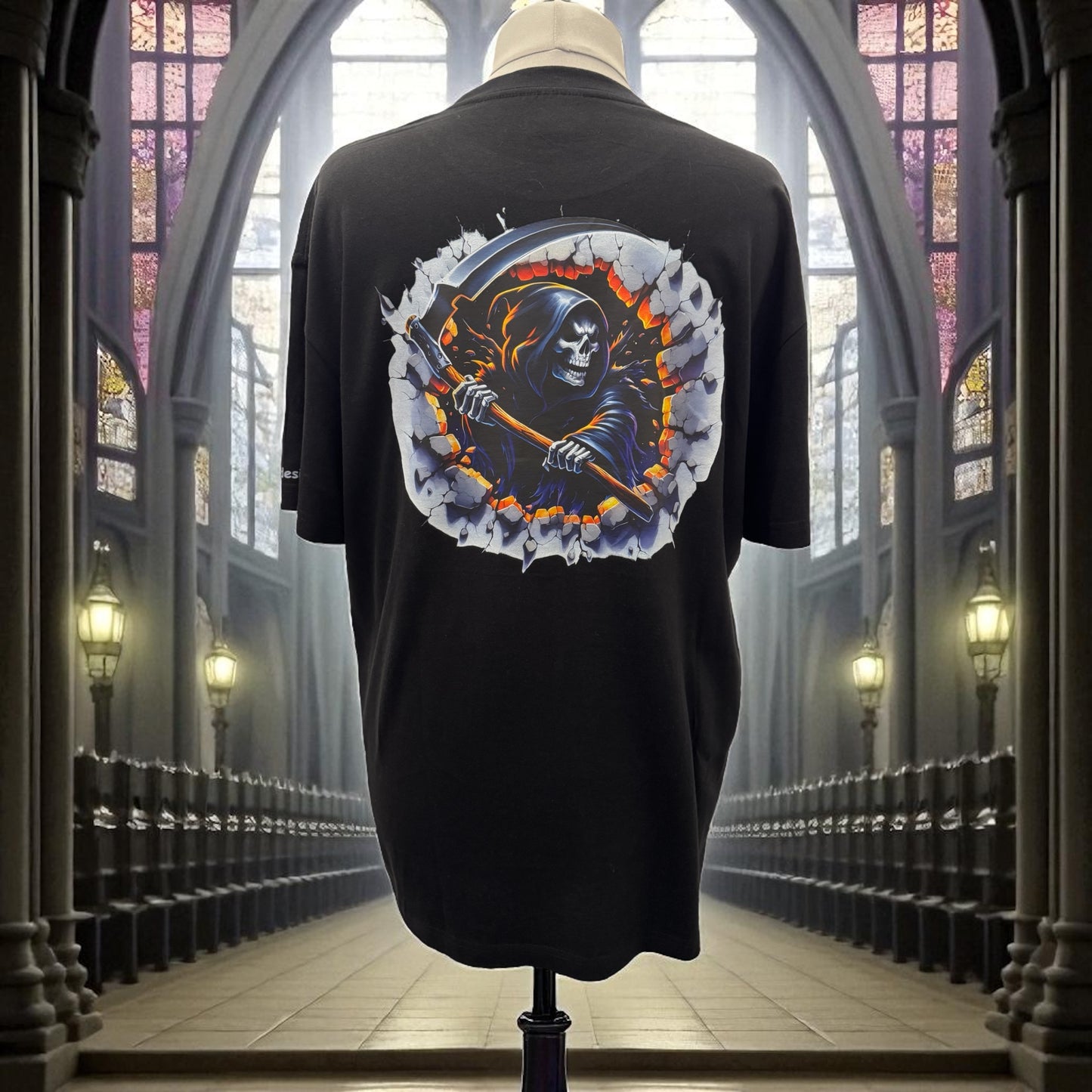 Unisex T-Shirt Sensenmann Gothic Halloween Motiv-Shirt Rückseite von fks-design
