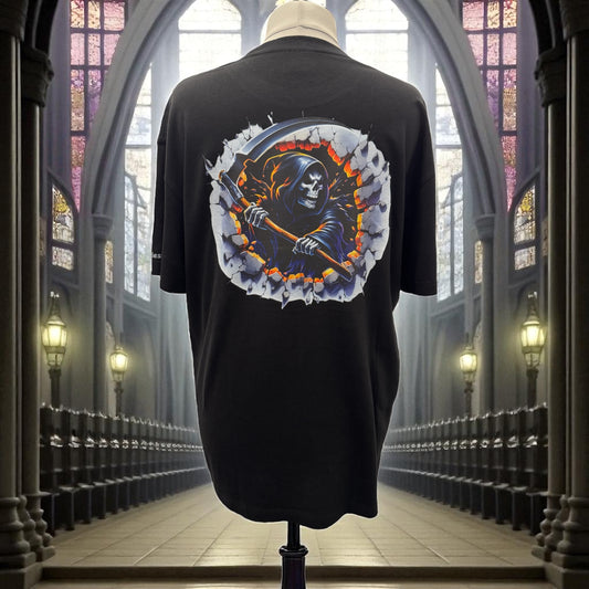 Unisex T-Shirt Sensenmann Gothic Halloween Motiv-Shirt Rückseite von fks-design
