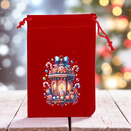 Samtbeutel " Candy Weihnachtslaterne " mit Kordelzug! 10 x 15 cm