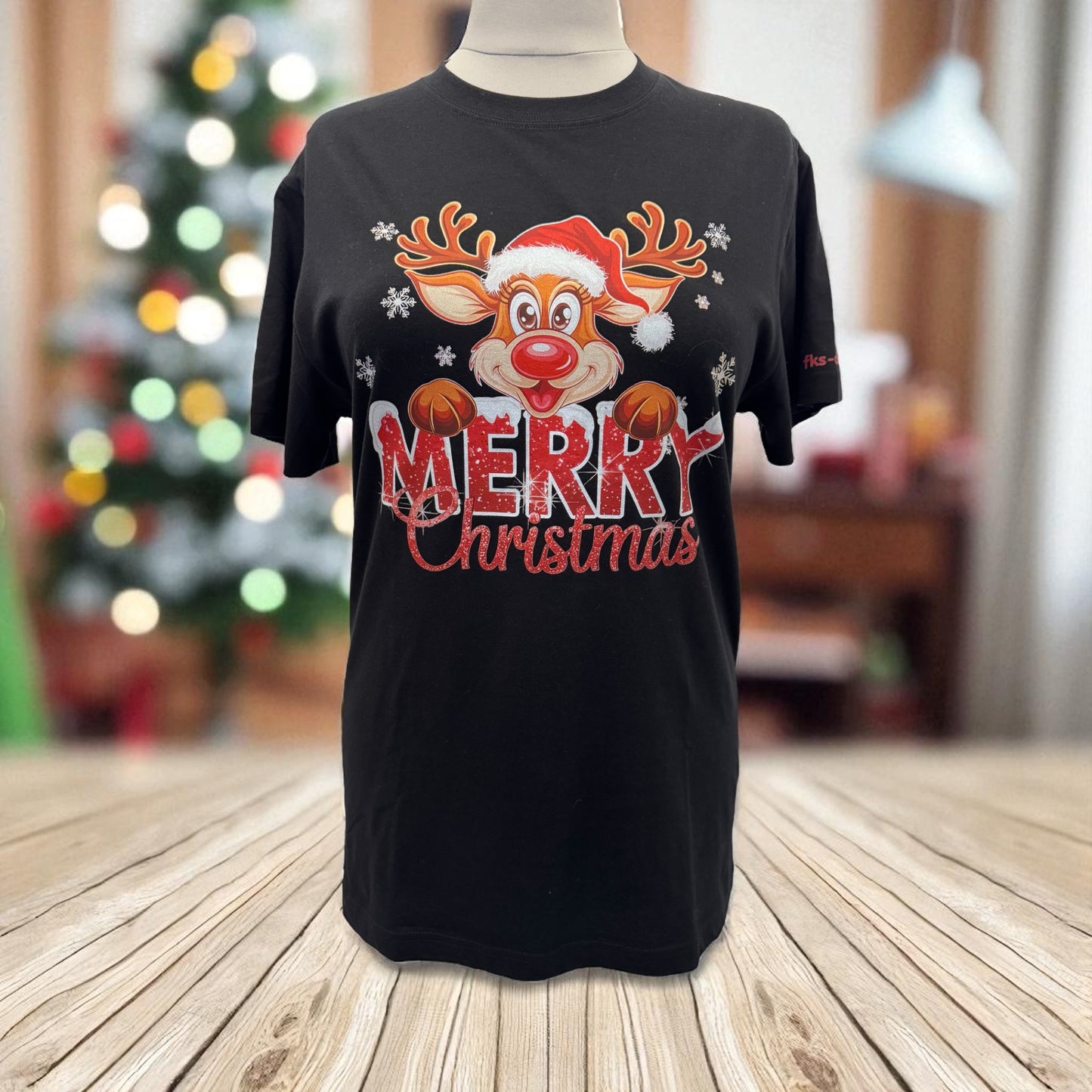 Unisex Shirt Merry Christmas Rudi Gr. M mit DTF-Druck Vorderansicht von fks-design
