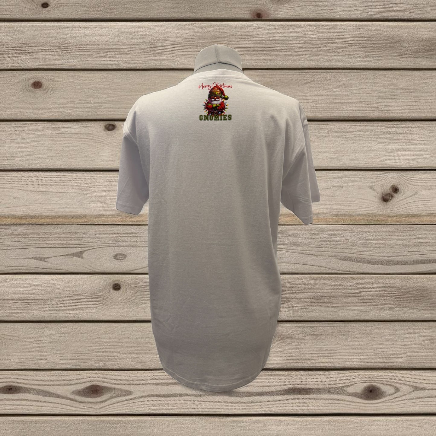Unisex Shirt Merry Christmas Gnomies Gr. XL weiß mit DTF-Druck Detailansicht von fks-design
