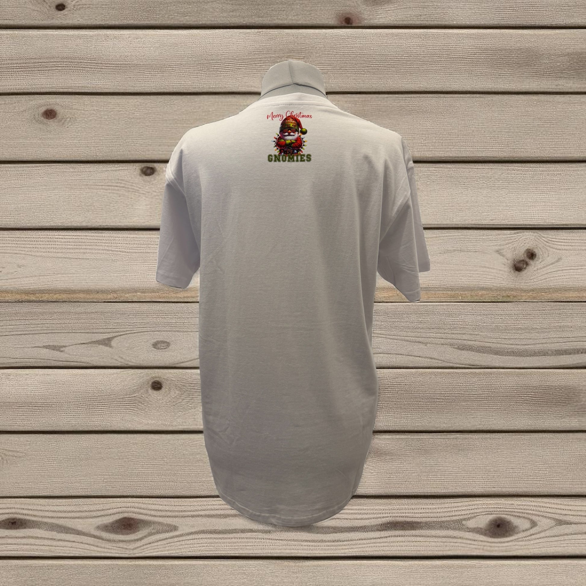 Unisex Shirt Merry Christmas Gnomies Gr. XL weiß mit DTF-Druck Detailansicht von fks-design
