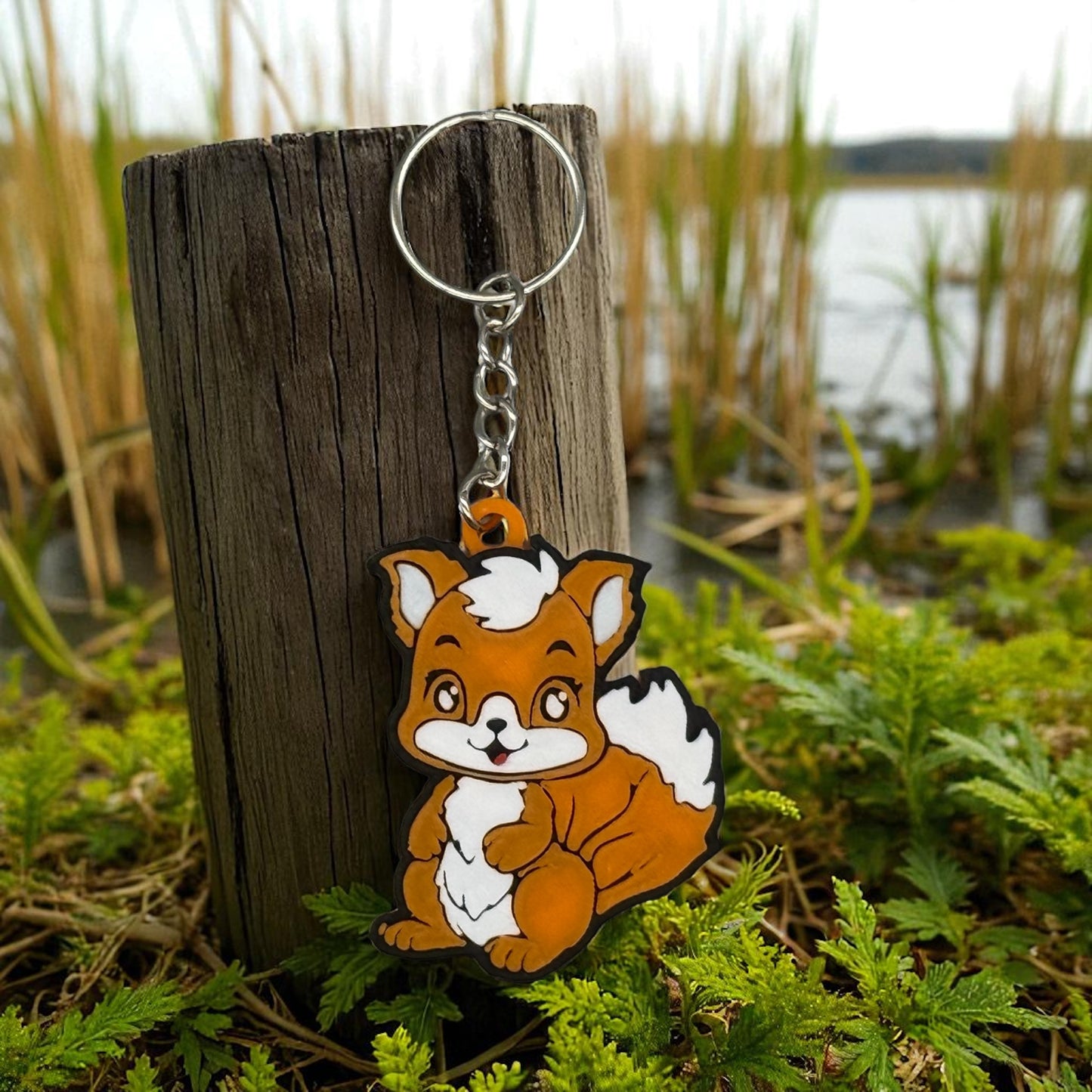 3D Druck Schlüsselanhänger Eichhörnchen PLA flaches Design Naturliebhaber von fks-design
