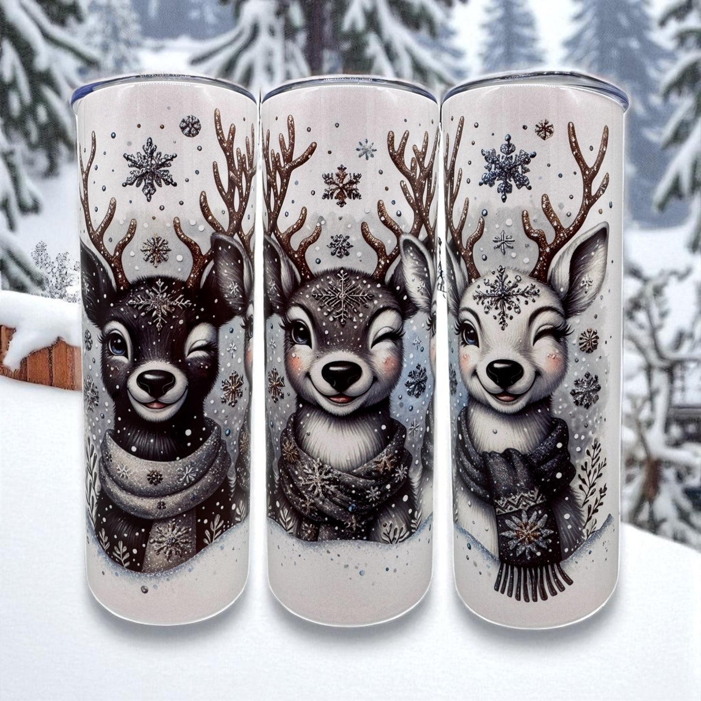Edelstahl Tumbler Hirsch Trio 600ml Thermobecher mit Sublimationsdruck von fks-design
